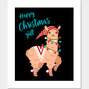 Happy Christmas Llama Posters and Art